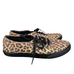 Vans Lowpro Leopard Print Sneaker Shoes Mens 6.5 Womens 8 Brown Lace Up Skater